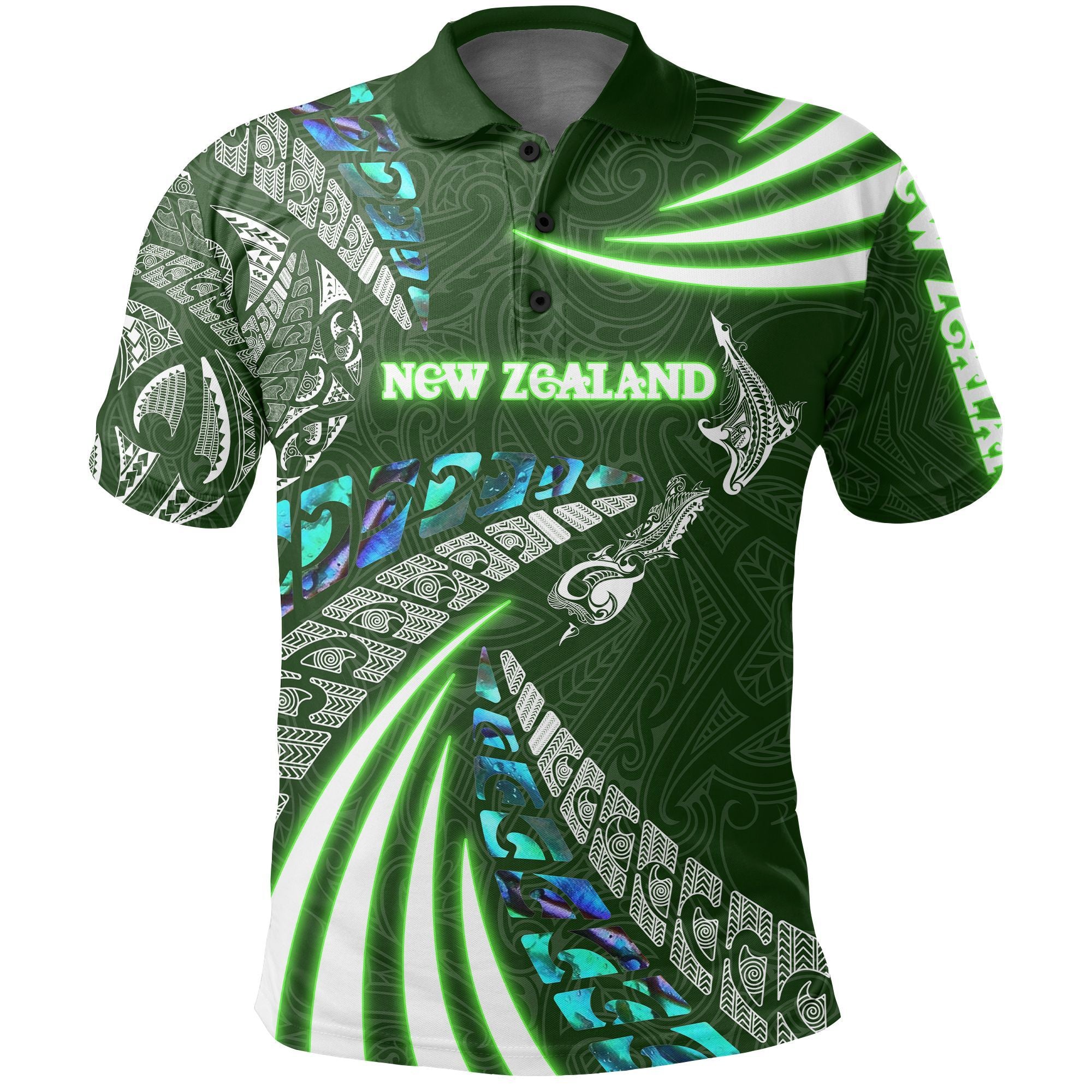 Polynesian Pride Apparel Maori New Zealand Polo Shirt Silver Fern Sport Style Green Unisex Green - Polynesian Pride