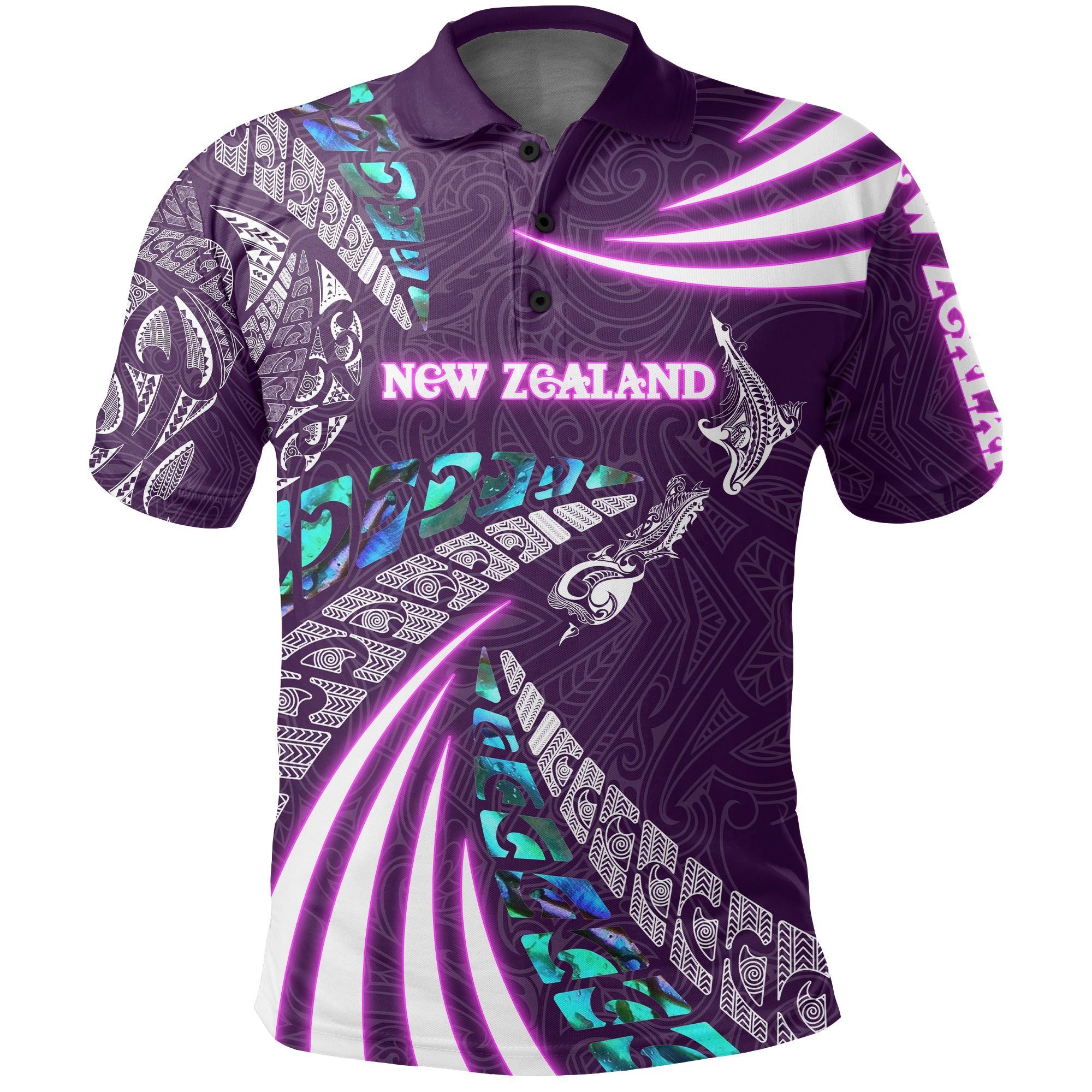 Polynesian Pride Apparel Maori New Zealand Polo Shirt Silver Fern Sport Style Purple Unisex Art - Polynesian Pride