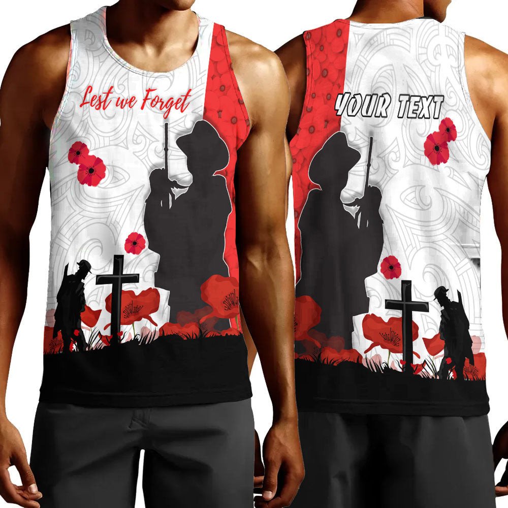 Polynesian Pride Clothing - (Custom) New Zealand Anzac Lest We Forget Men Tank Top Black - Polynesian Pride