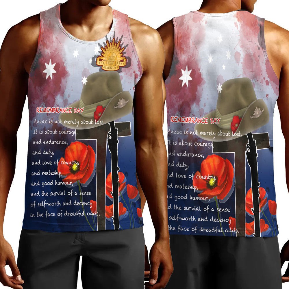 Polynesian Pride Clothing - Anzac Day Remembrance Day Qoute Men Tank Top Black - Polynesian Pride