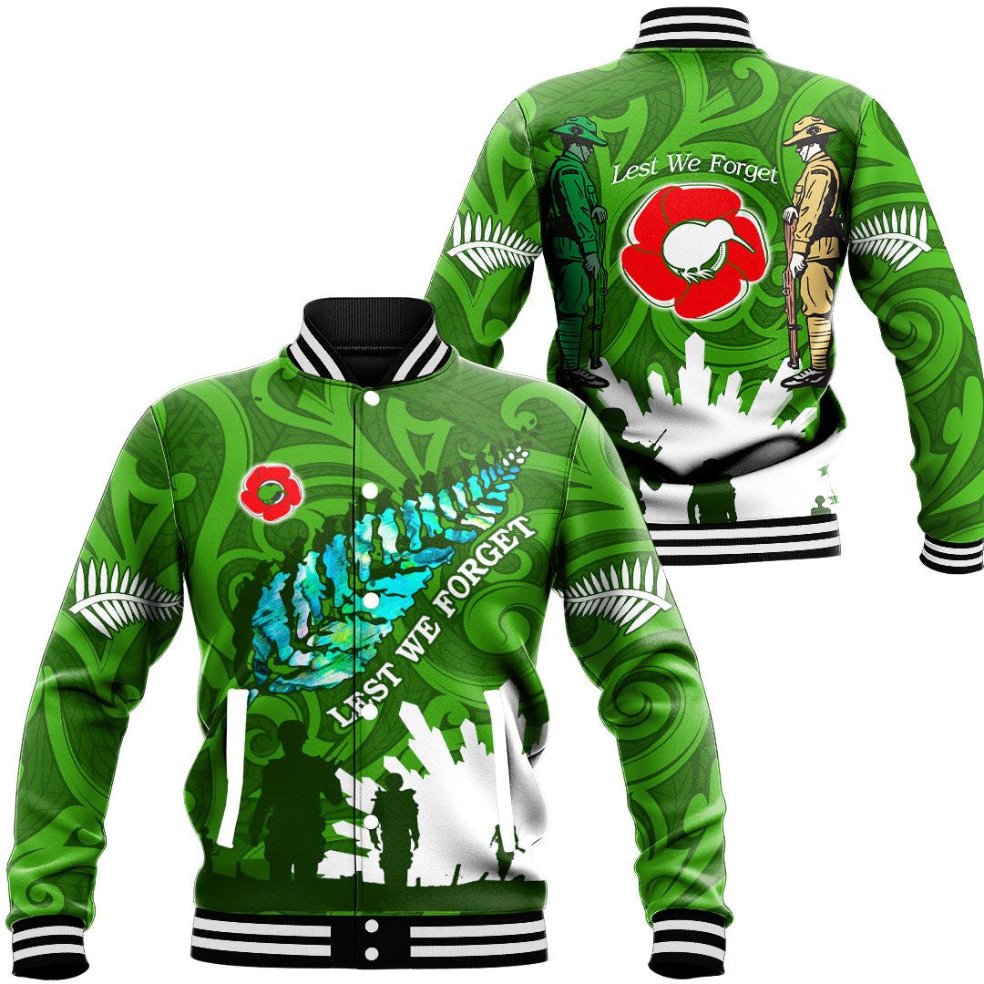 Polynesian Pride Clothing - New Zealand Anzac Walking In The Sun Baseball Jacket Unisex Black - Polynesian Pride