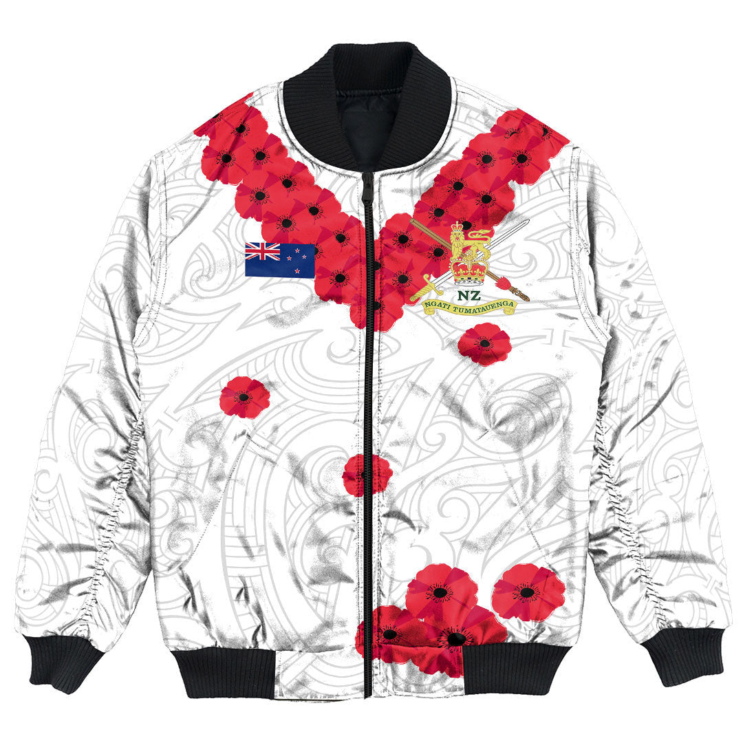 Polynesian Pride Clothing - New Zealand Anzac Day Army Bomber Jacket Unisex Black - Polynesian Pride