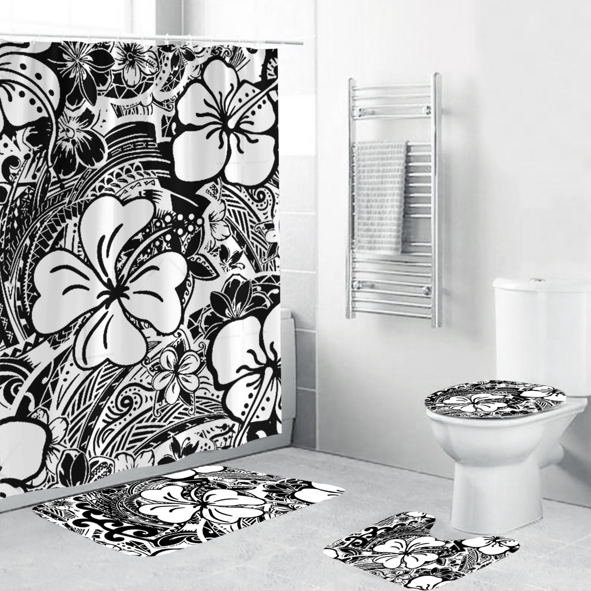 Polynesian Home Set - Polynesian White Hibiscus Bathroom Set LT10 White - Polynesian Pride