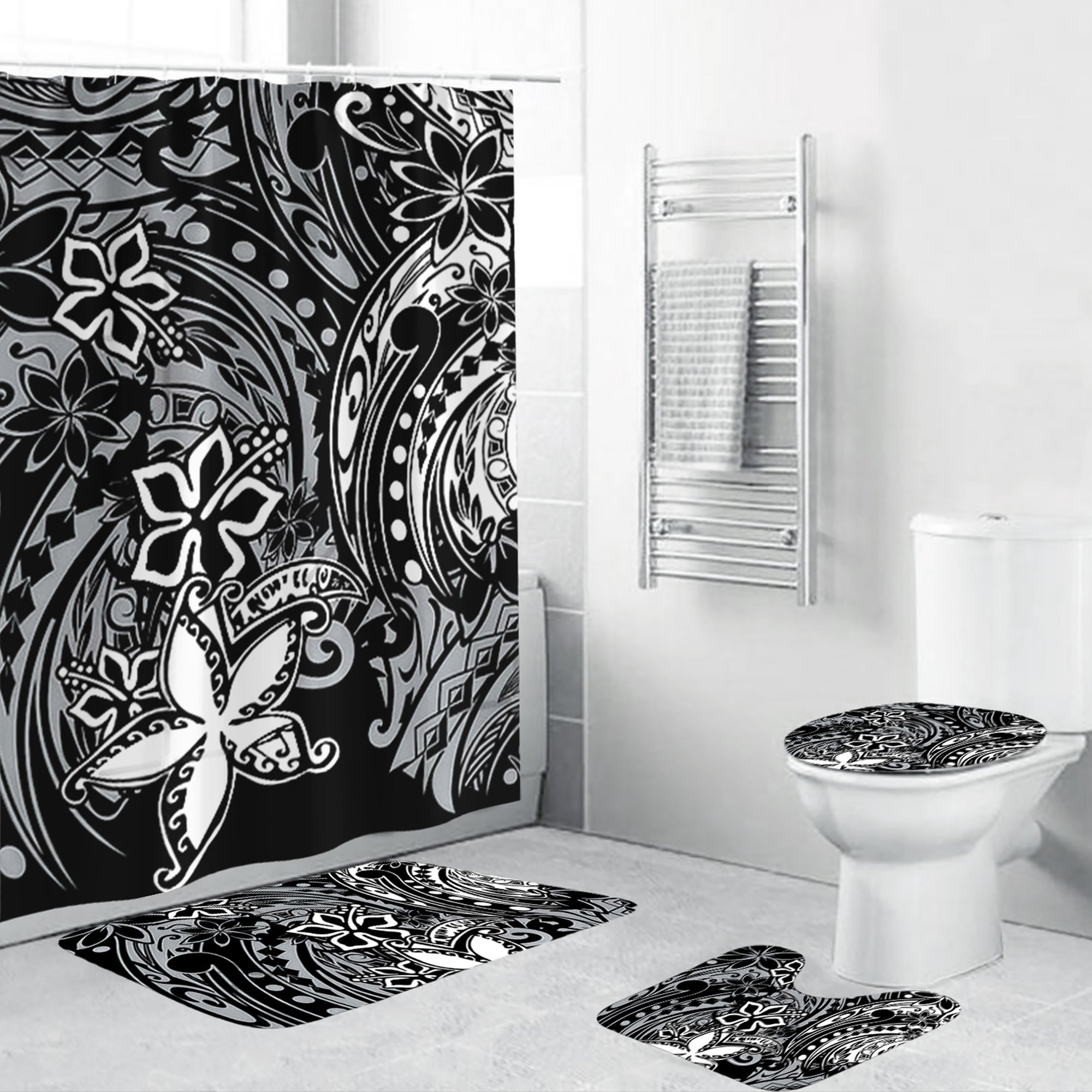 Polynesian Home Set - Polynesian Tribal Threads Bathroom Set LT10 Black - Polynesian Pride