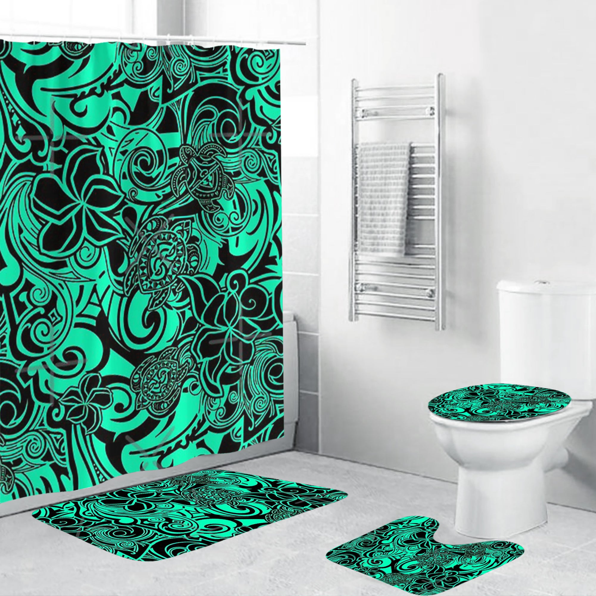 Polynesian Home Set - Polynesia Honu Love Green Teal Bathroom Set LT10 Green - Polynesian Pride