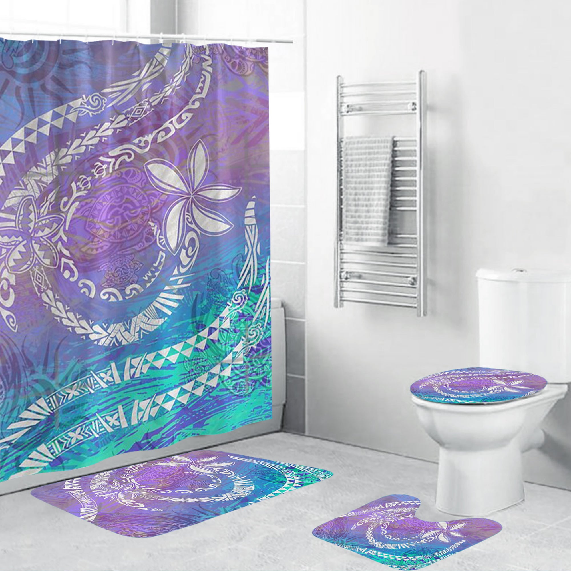 Polynesian Home Set - Polynesian Tribal Blue Ocean Bathroom Set LT10 Blue - Polynesian Pride