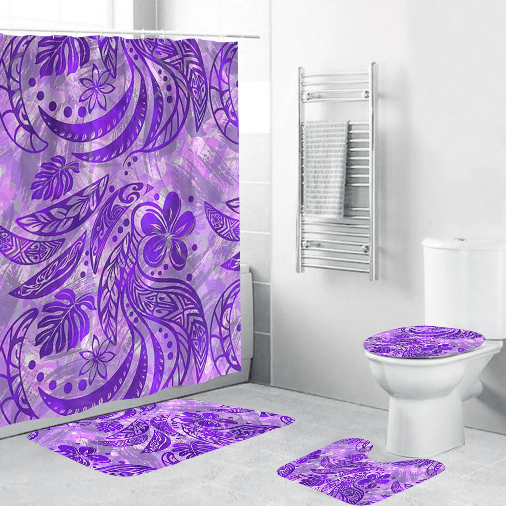 Polynesian Home Set - Polynesian Painted Purple Bathroom Set LT10 Purple - Polynesian Pride