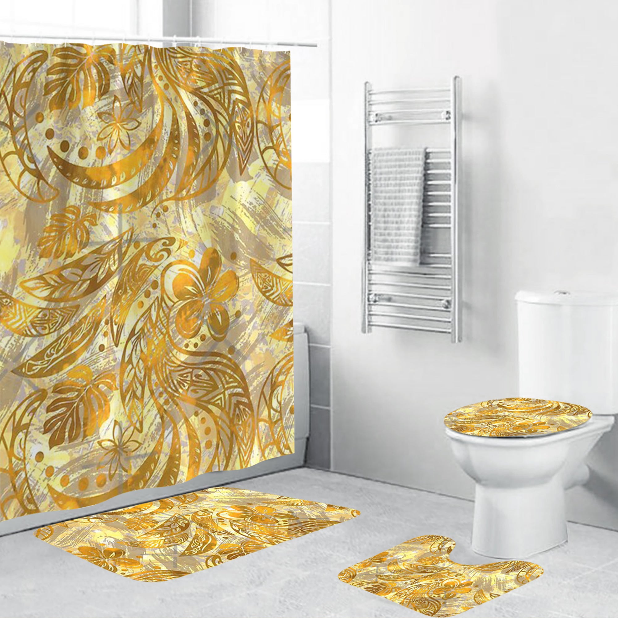 Polynesian Home Set - Polynesian Painted Golden Bathroom Set LT10 Yellow - Polynesian Pride