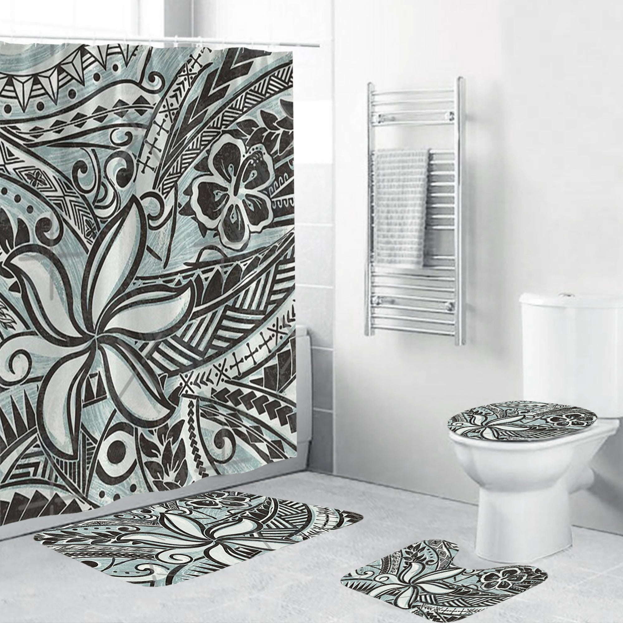 Polynesian Home Set - Ocean Spray Print Bathroom Set LT10 Green - Polynesian Pride