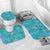 Polynesian Home Set - Retro Blue Polynesian Tribal Turtle And Shark Pattern Bathroom Set LT10 - Polynesian Pride