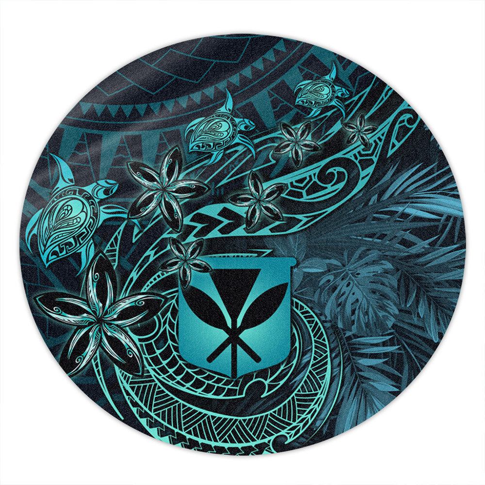 Polynesian Pride Home Set - Hawaii Kanaka Maoli Turquoise Tiare Honu Round Carpet LT10 - Polynesian Pride