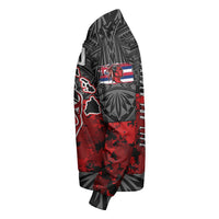 Polynesian Pride Jacket - Red Raider For Life Sleeve Zip Bomber Jacket LT10 - Polynesian Pride