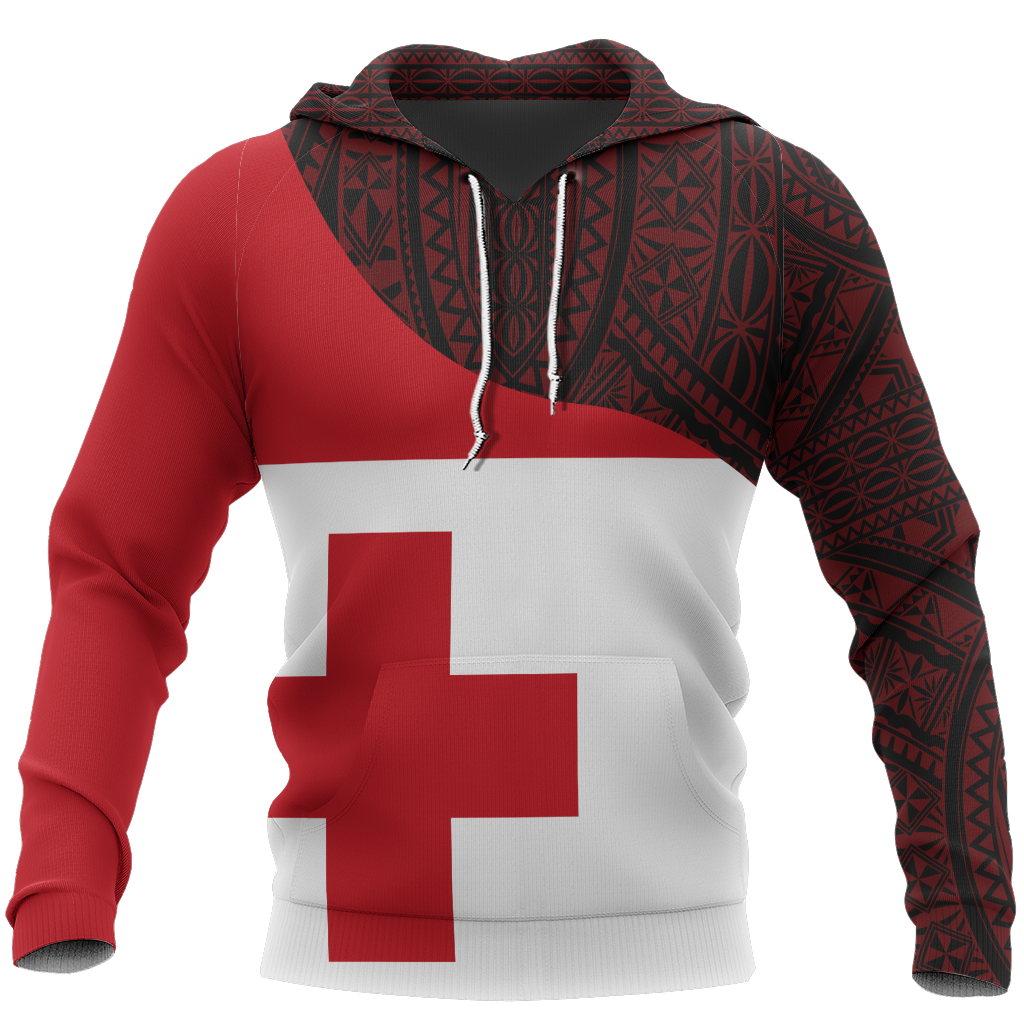 Tonga Pullover Hoodie Tonga Flag Polynesian Tattoo A0 Unisex Red - Polynesian Pride