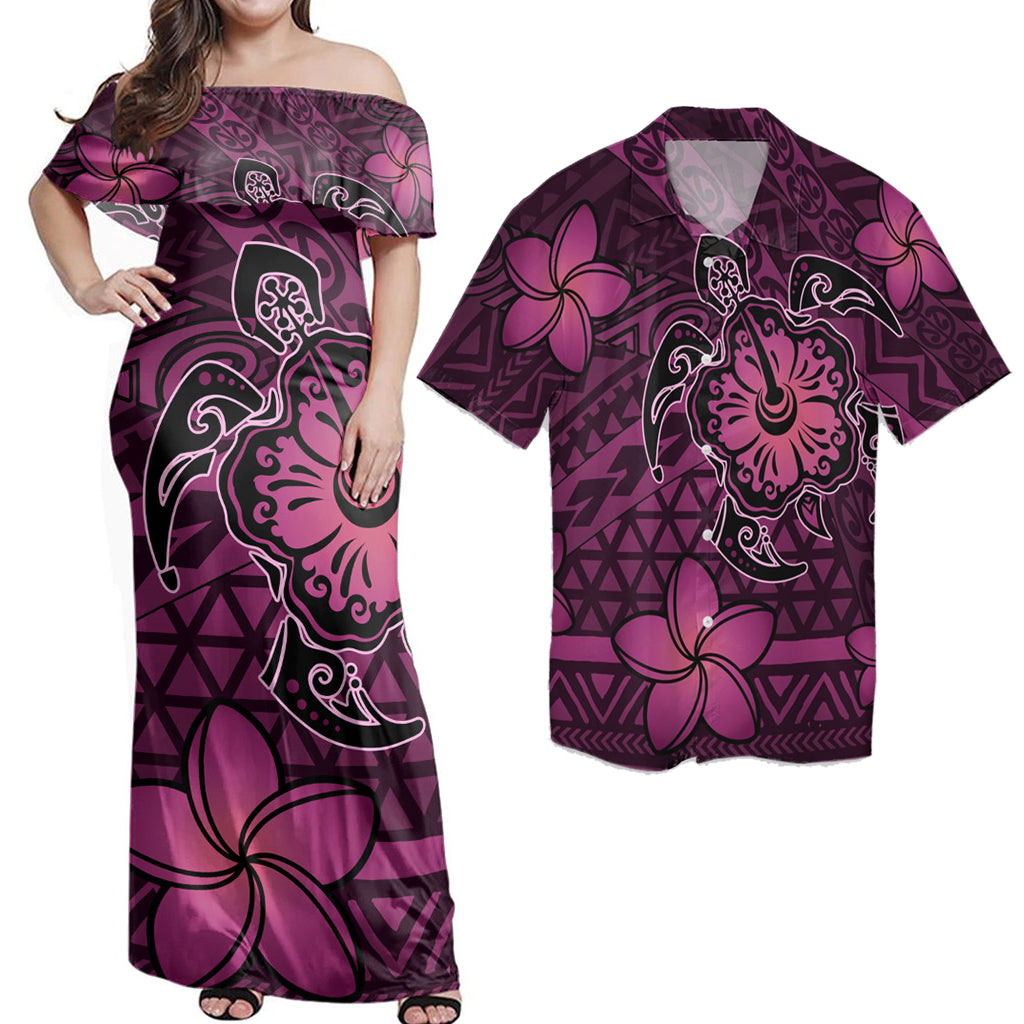 Matching Dress and Hawaiian Shirt Hawaii Mix Polynesian Turtle Plumeria Nick Style Pink RLT14 No Dress - Polynesian Pride