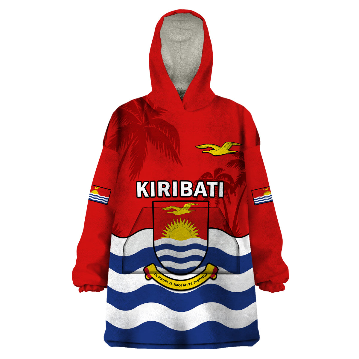 Ribaberiki Kiribati Coat Of Arms Mix Palm Trees Wearable Blanket Hoodie LT14 Unisex One Size - Polynesian Pride