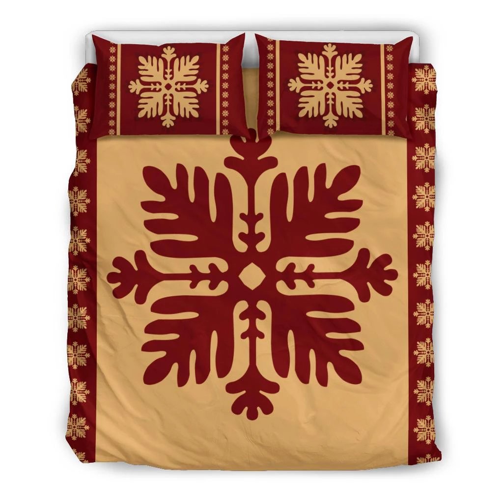 Hawaiian Quilt Pattern Tradition Monstera Palm Bedding Set Black - Polynesian Pride