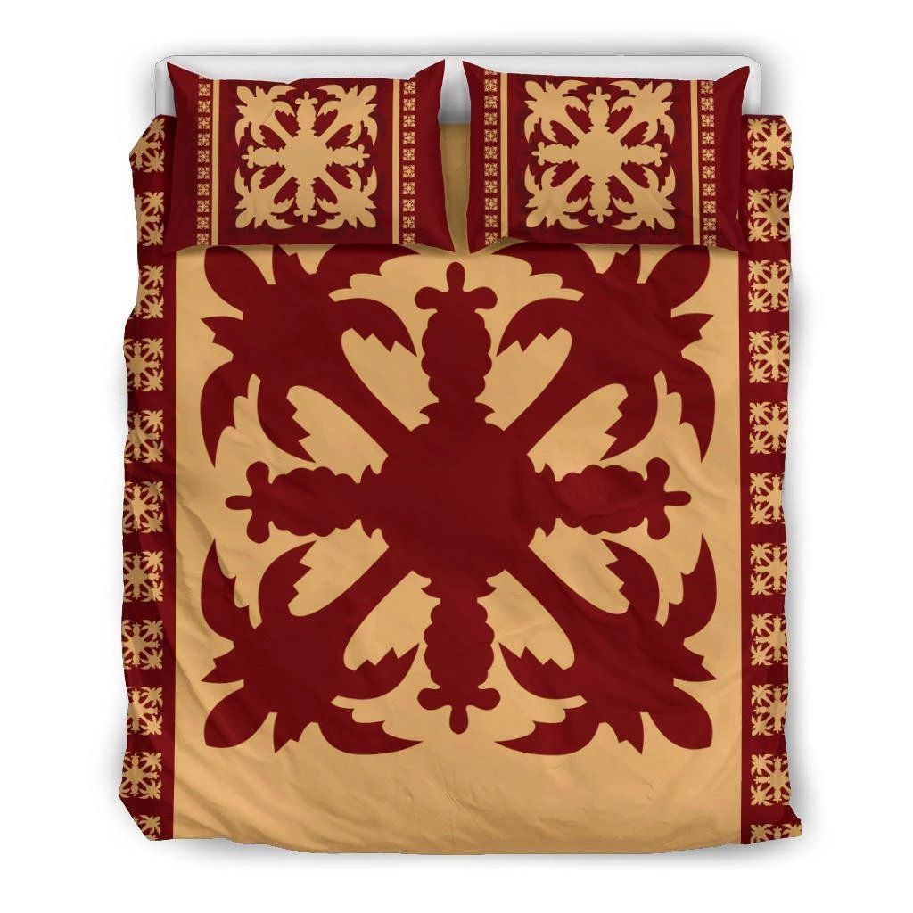 Hawaiian Quilt Pattern Coconut Lovely Bedding Set Black - Polynesian Pride