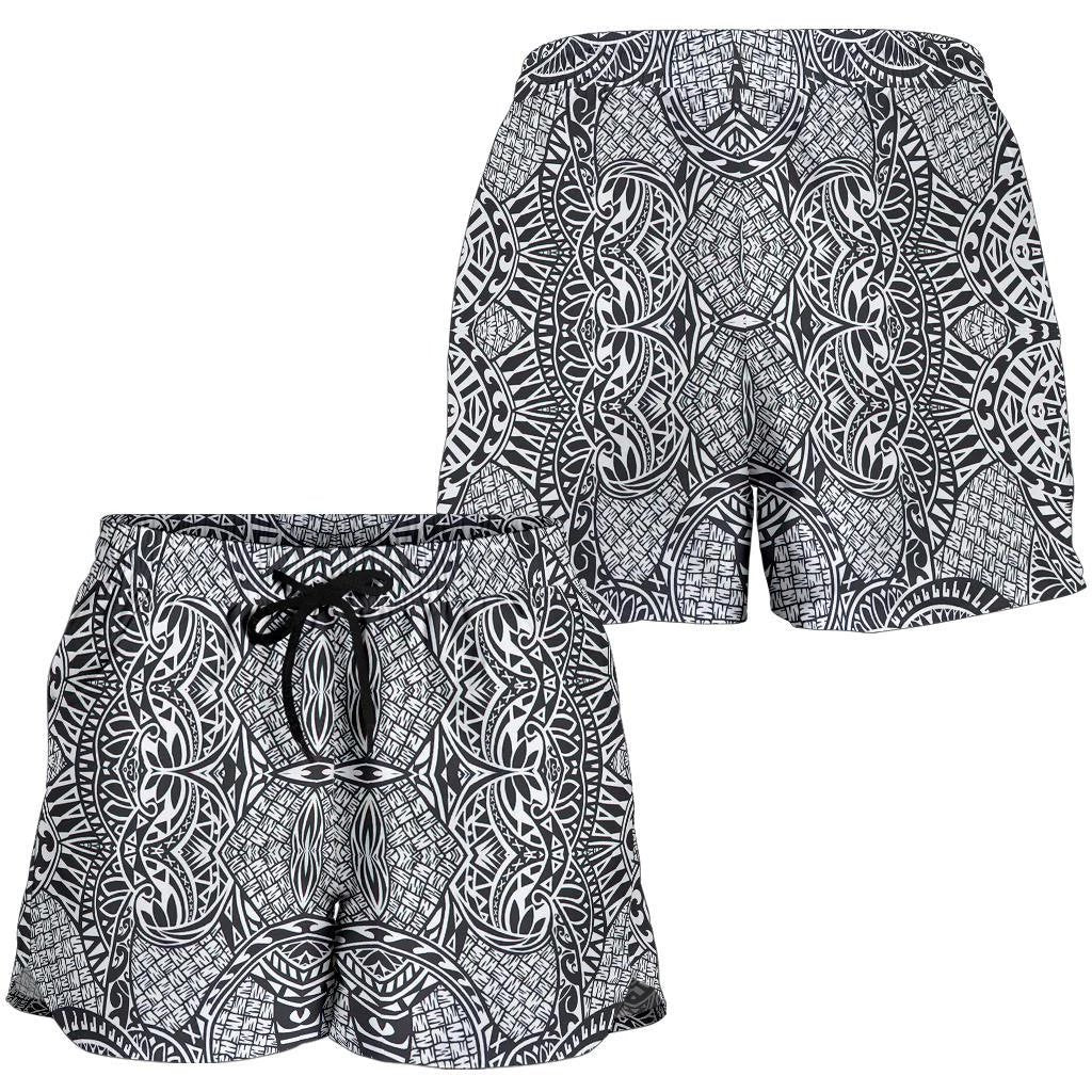 Polynesian Women's Shorts Black And White Women White - Polynesian Pride