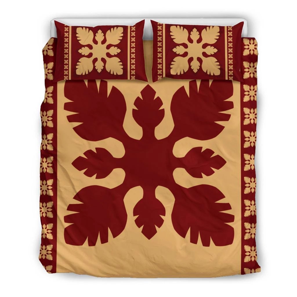 Hawaiian Quilt Pattern Monstera Skillful Bedding Set Black - Polynesian Pride