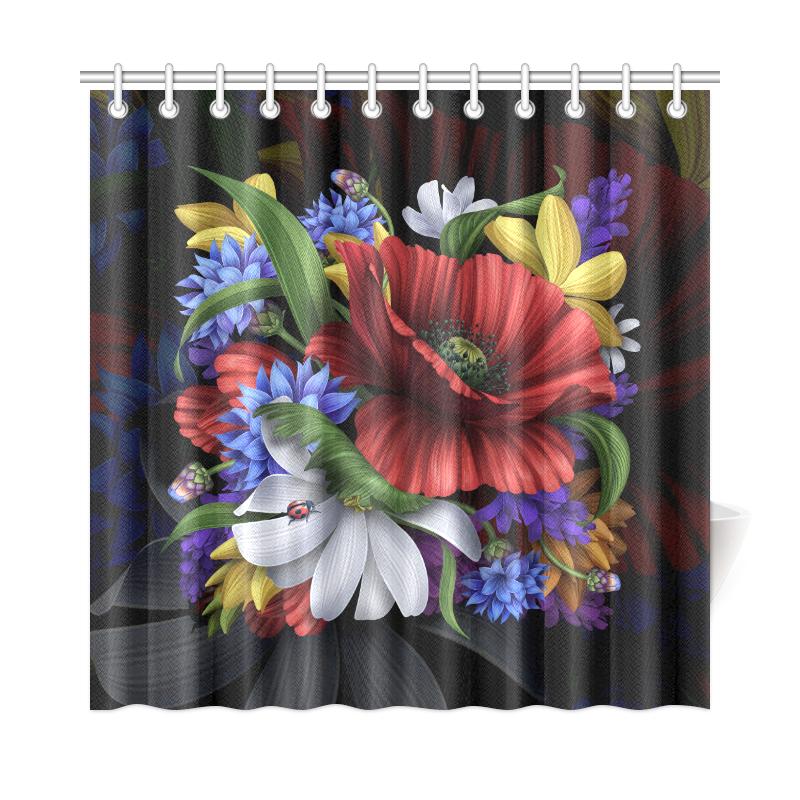 Blooming Flower Shower Curtain 177 x 172 (cm) White - Polynesian Pride