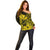 Kakau Polynesian Tribal Hawaiian Turtle with Kanaka Maoli Yellow Off Shoulder Sweater LT9 - Polynesian Pride