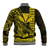 Kakau Polynesian Tribal Hawaiian Turtle with Kanaka Maoli Yellow Baseball Jacket LT9 - Polynesian Pride