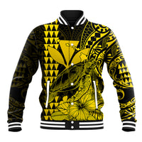 Kakau Polynesian Tribal Hawaiian Turtle with Kanaka Maoli Yellow Baseball Jacket LT9 Unisex Yellow - Polynesian Pride