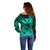 (Custom Personalised) Kakau Polynesian Tribal Hawaiian Turtle with Kanaka Maoli Turquoise Off Shoulder Sweater LT9 - Polynesian Pride