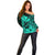 Kakau Polynesian Tribal Hawaiian Turtle with Kanaka Maoli Turquoise Off Shoulder Sweater LT9 - Polynesian Pride