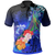 Tahiti Polo Shirt Humpback Whale with Tropical Flowers (Blue) Unisex Blue - Polynesian Pride