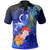 Vanuatu Polo Shirt Humpback Whale with Tropical Flowers (Blue) Unisex Blue - Polynesian Pride