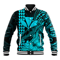 Kakau Polynesian Tribal Hawaiian Turtle with Kanaka Maoli Teal Baseball Jacket LT9 Unisex Teal - Polynesian Pride