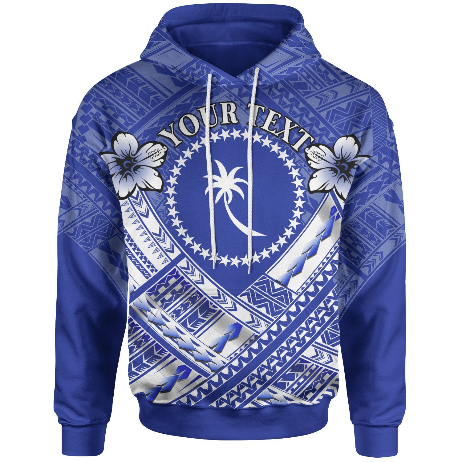 Chuuk Custom Hoodie Chuuk Flag Camisole Hibiscus Style Unisex Blue - Polynesian Pride