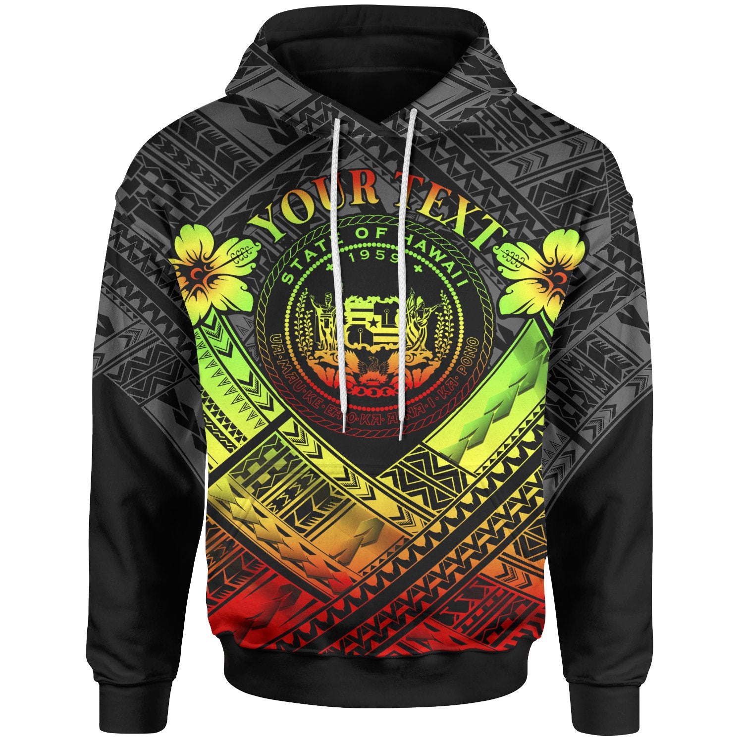 Hawaii Custom Hoodie Reggae Seal Polynesian Patterns Unisex Reggae - Polynesian Pride