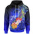 Custom Fsm Hoodie Humpback Whale with Tropical Flowers (Blue) Unisex Blue - Polynesian Pride