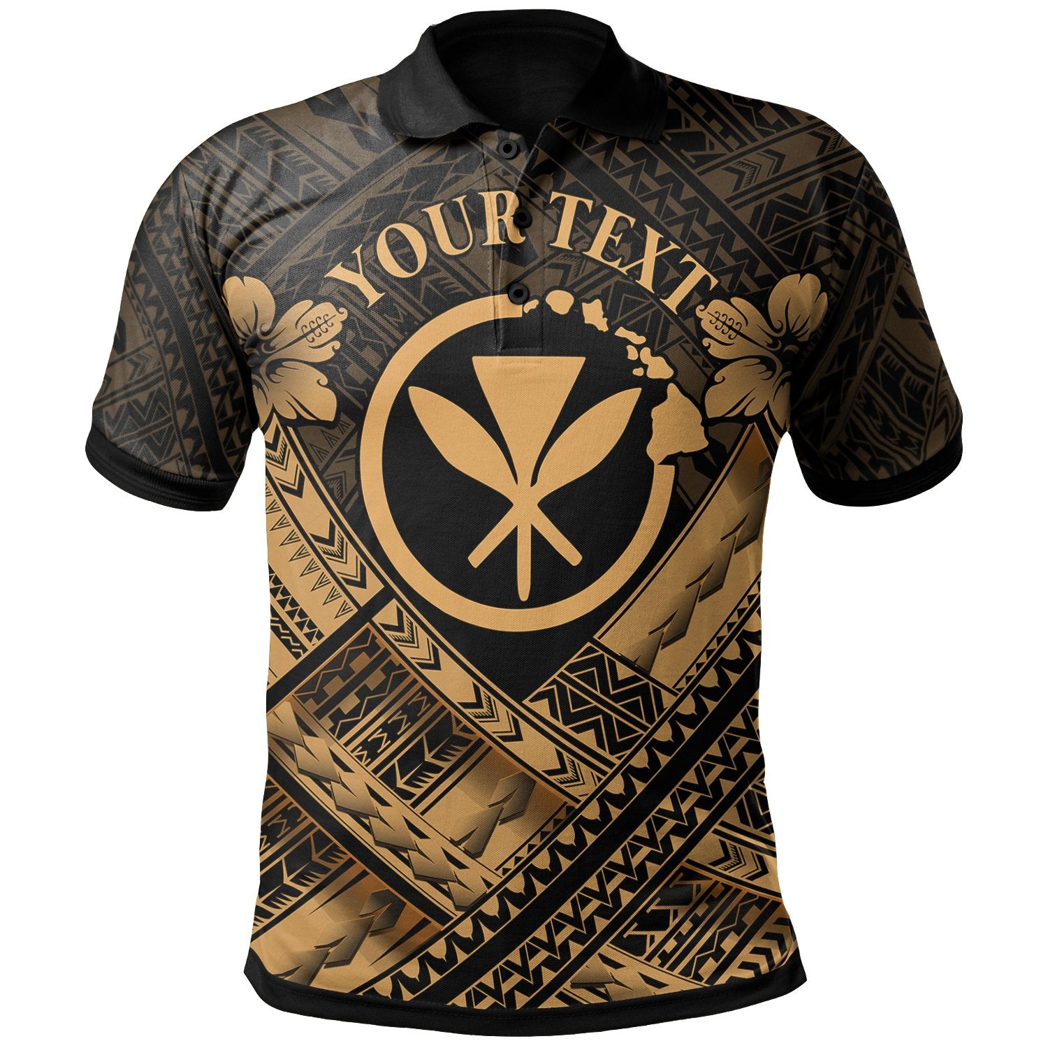 Hawaii Custom Polo Shirt Gold Kanaka Maoli Polynesian Patterns Unisex Gold - Polynesian Pride