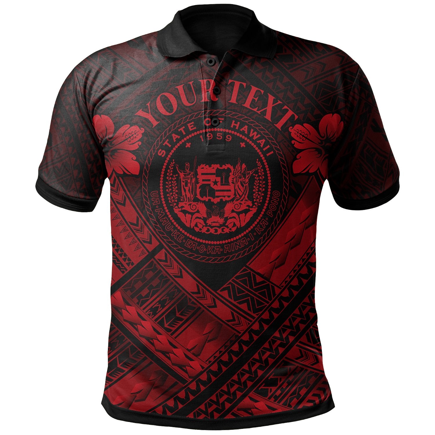 Hawaii Custom Polo Shirt Red Seal Polynesian Patterns Unisex Red - Polynesian Pride