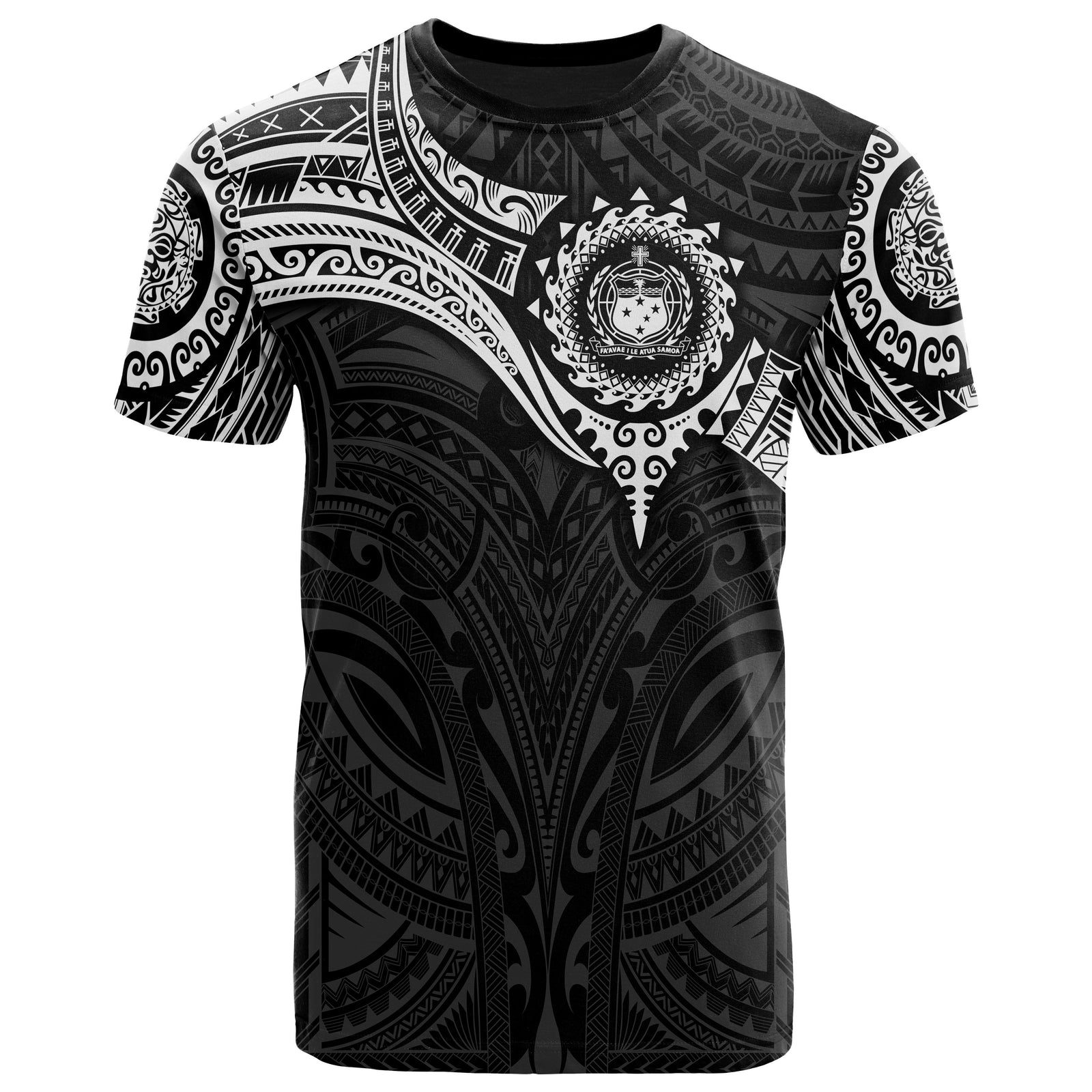 Samoa Polynesian T-Shirt - White Heart Shield Unisex WHITE - Polynesian Pride