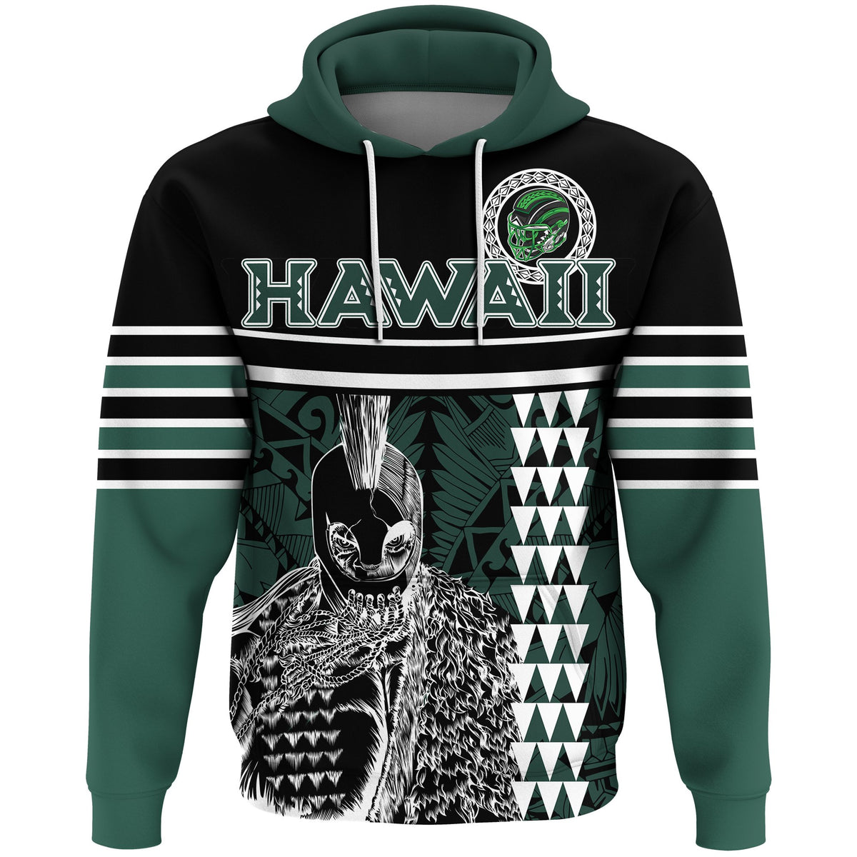 Custom Hawaii Kakau Polynesian Warrior Football Hoodie Rainbow Style Polynesian Pride