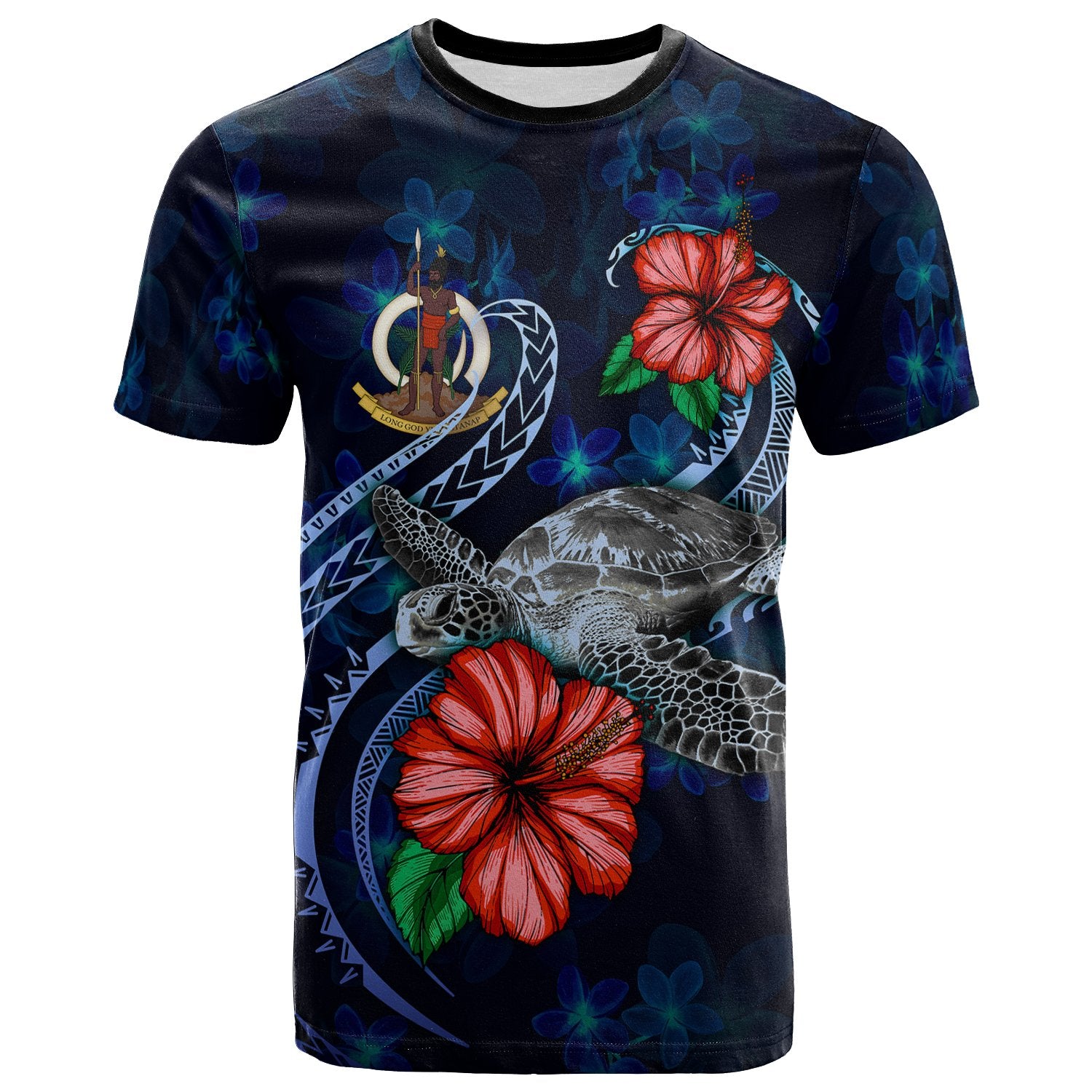 Vanuatu Polynesian T Shirt Blue Turtle Hibiscus Unisex Blue - Polynesian Pride