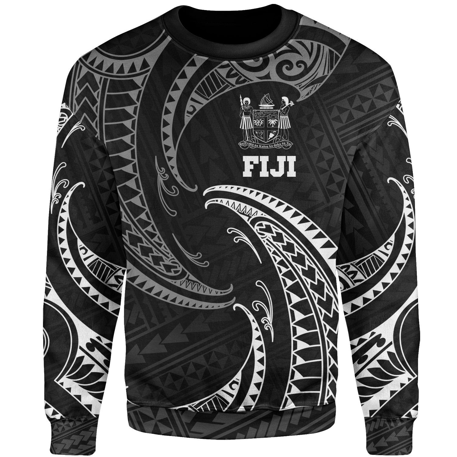 Fiji Polynesian Sweater - White Tribal Wave Unisex White - Polynesian Pride