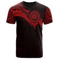 American Samoa Polynesian T Shirt Full Color Heart Shield Red - Polynesian Pride