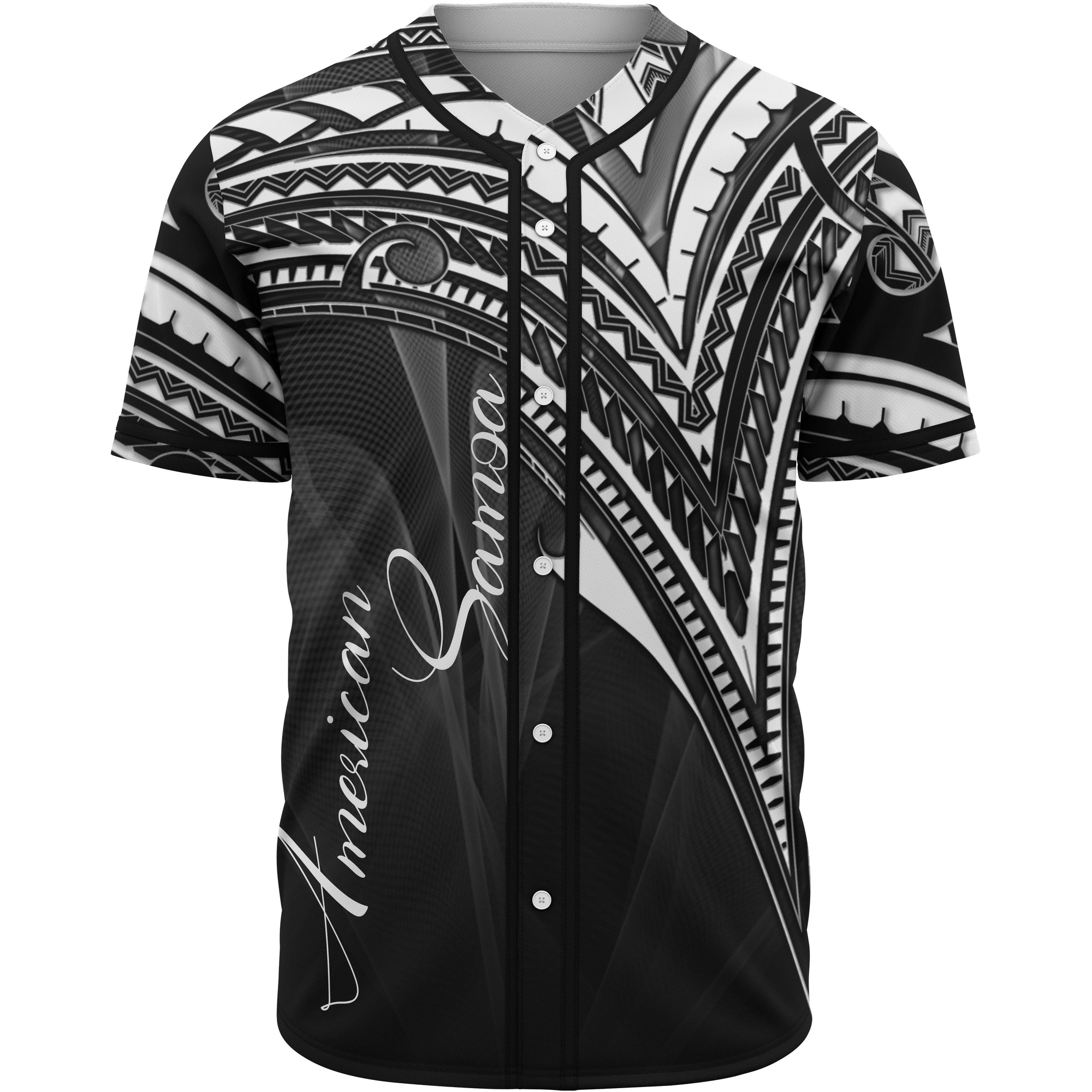 American Samoa Baseball Shirt - White Color Cross Style Unisex Black - Polynesian Pride