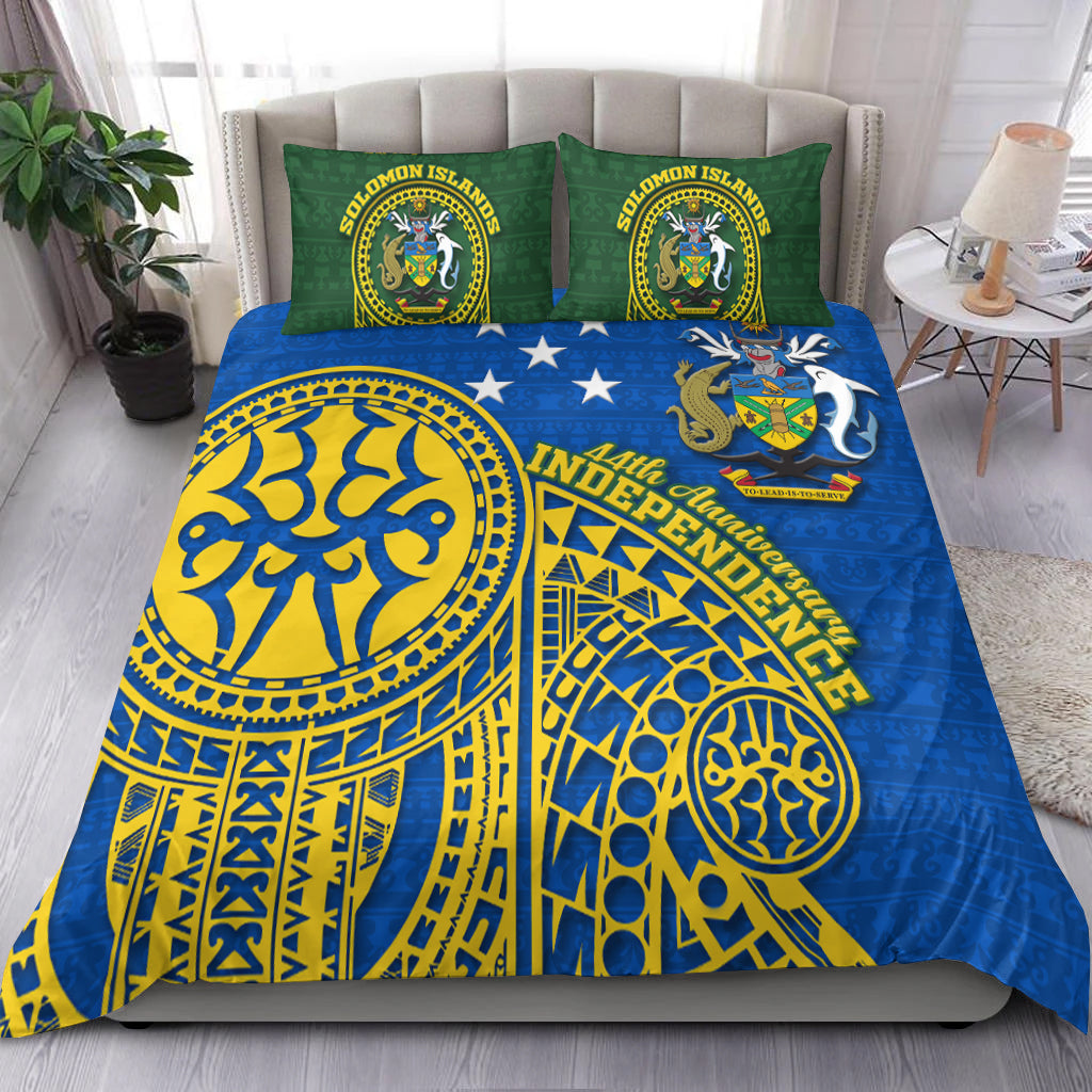 Solomon Islands Independence Anniversary 44th Years Bedding Set - LT12 Blue - Polynesian Pride