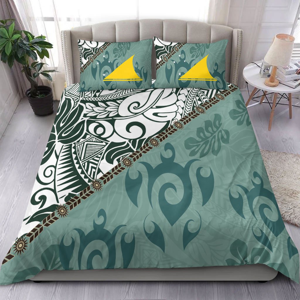 Tokelau Polynesian Bedding Set - Leaves And Turtles Green - Polynesian Pride