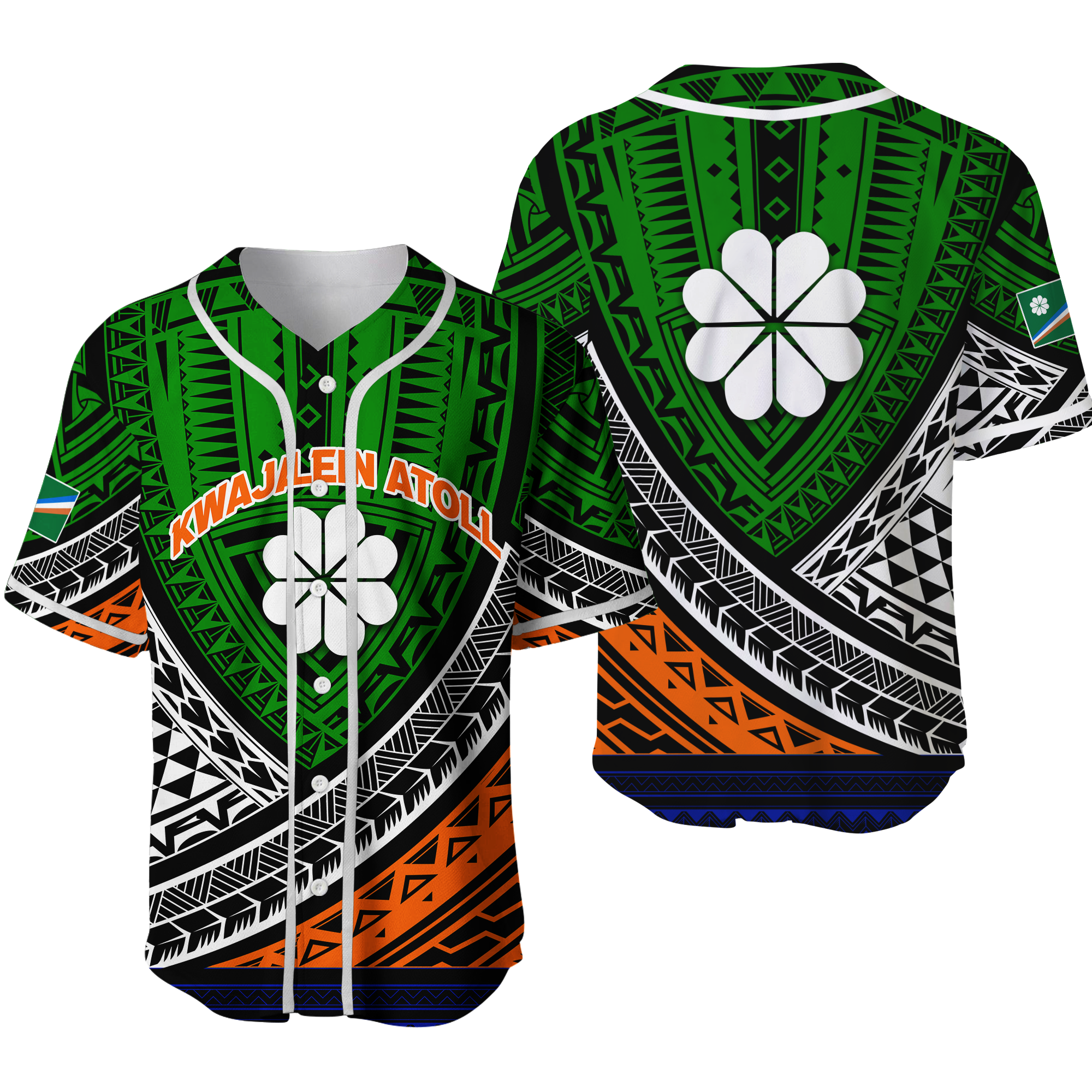 Kwajalein Atoll Tribal Pattern Baseball Jersey - LT12 Unisex Blue - Polynesian Pride