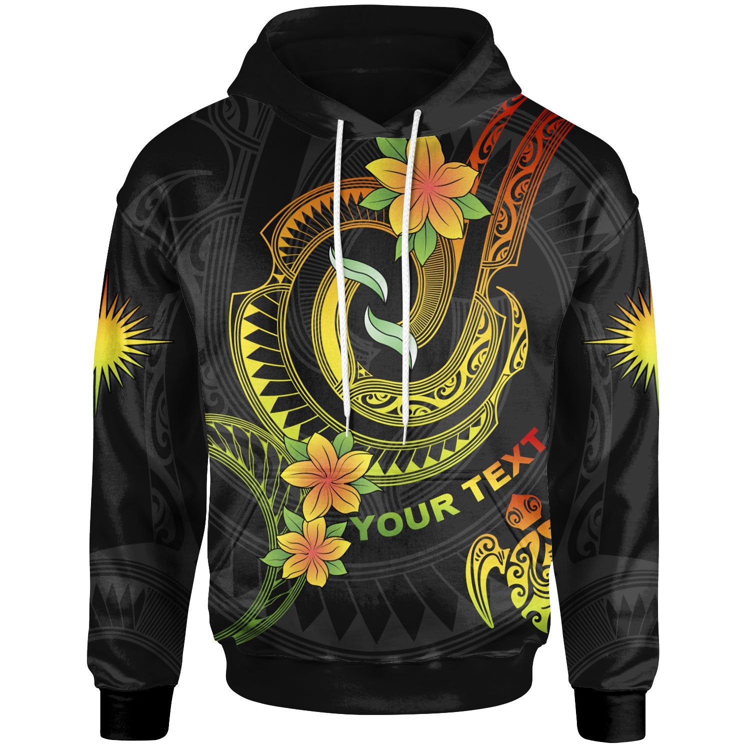 Marshall Islands Custom Hoodie Reggae Plumeria Flowers with Spiral Patterns Unisex Reggae - Polynesian Pride