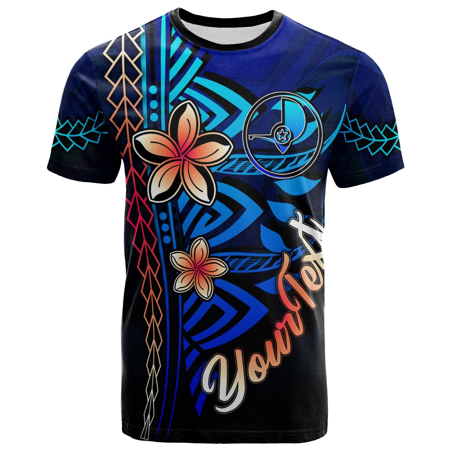 Yap Custom T Shirt Blue Vintage Tribal Mountain Unisex Blue - Polynesian Pride