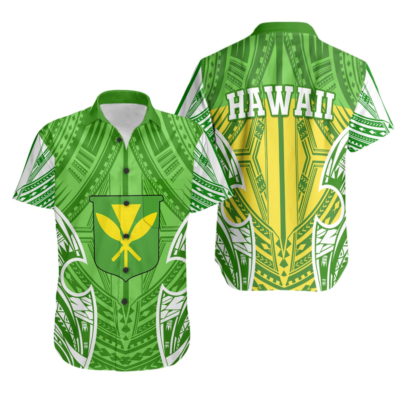 Hawaii Polynesian Shirt - Hawaiian Pattern With Seal Unisex Green - Polynesian Pride