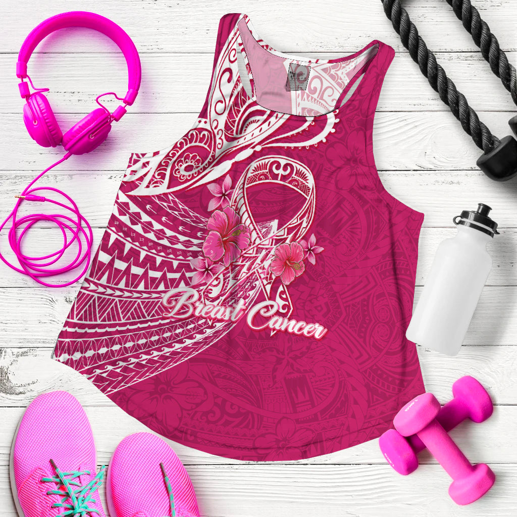 Breast Cancer Pink Ribbon Butterfly Polynesian Pink Version Women Tank Top - LT12 Women Pink - Polynesian Pride
